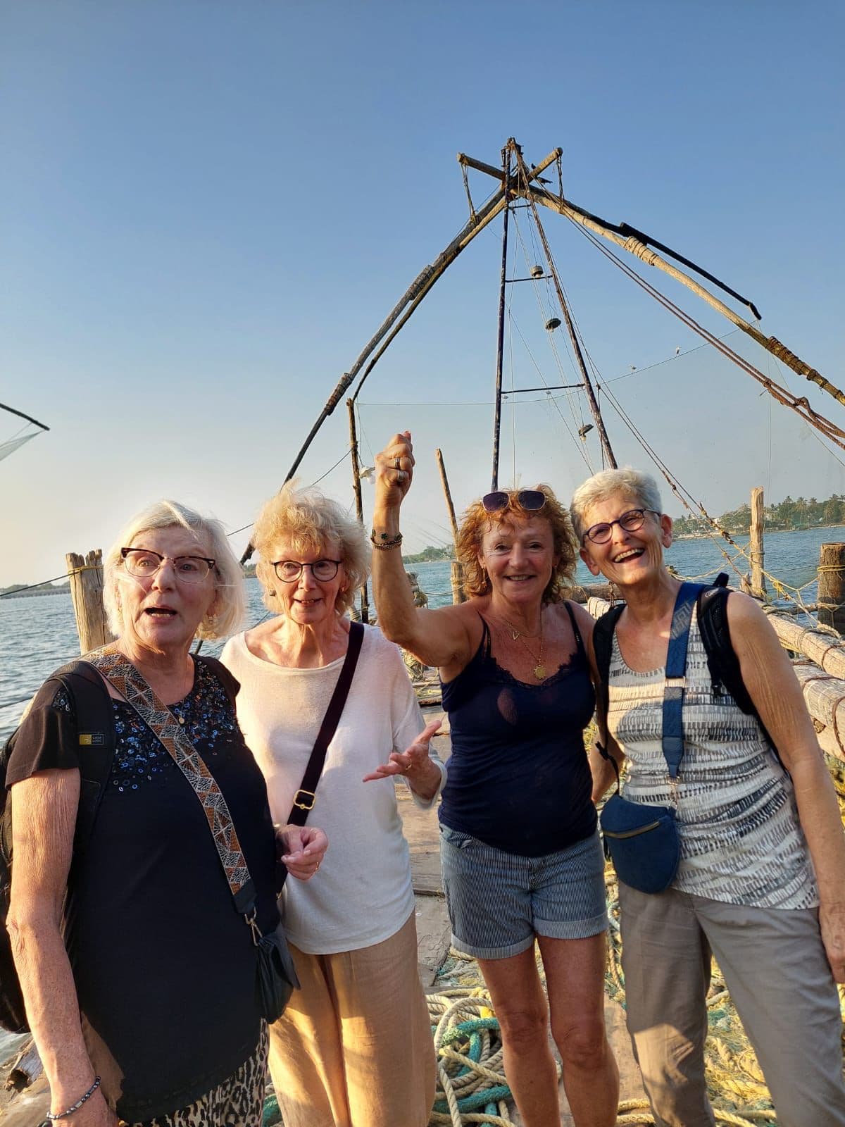 Happy travelers posing together